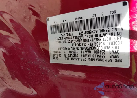 2003 Honda Odyssey Ex-L from USA, damaged, VIN 5FNRL180X3B021226